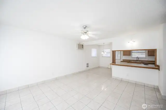 Living Room, Kitchen, and Dining Area