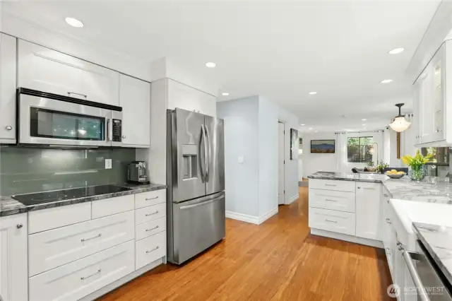 A contemporary kitchen equipped with an induction stovetop