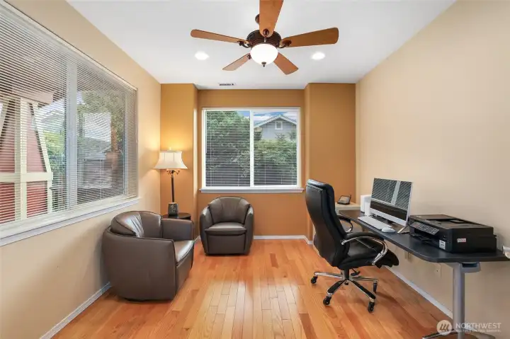 Office overlooking back yard.