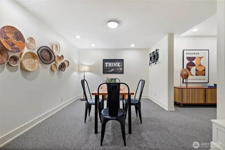 lower media room, bonus room , gym, playroom?  Wine closet off to the side