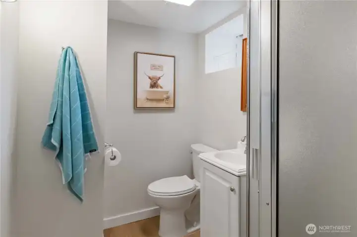 Convenient updated 3/4 bath on the lower level.