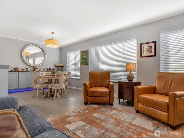 Living room and dining room