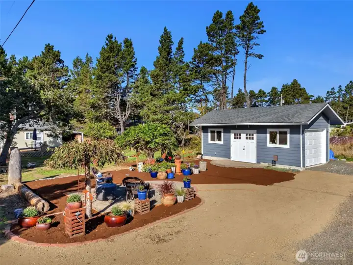 Fire pit and garage/workshop