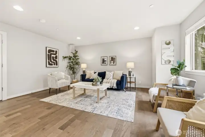 Spacious lower-level living area ideal for media room, home gym, or guest retreat