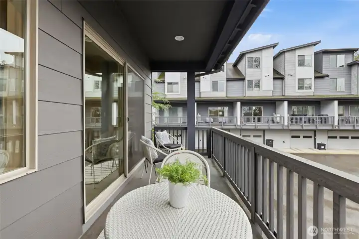 Covered deck off the main living area, ideal for year-round outdoor enjoyment