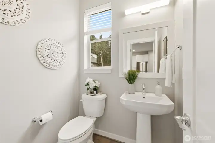 Convenient main floor bathroom with contemporary finishes