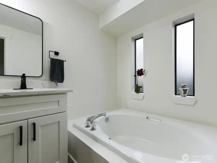 Soaking tub. Skylight too.
