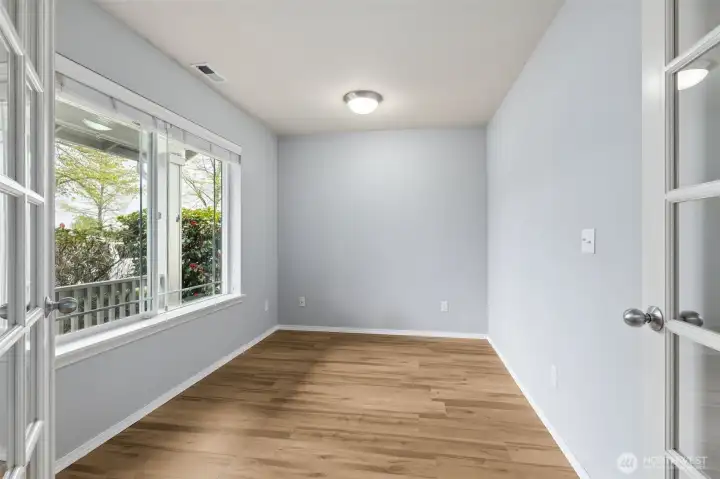 Front den/multi purpose room with french doors.