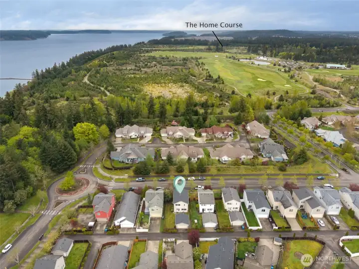 Sound view trail entrance is near the roundabout.  Enjoy miles of trails, playgrounds and parks in DuPont!