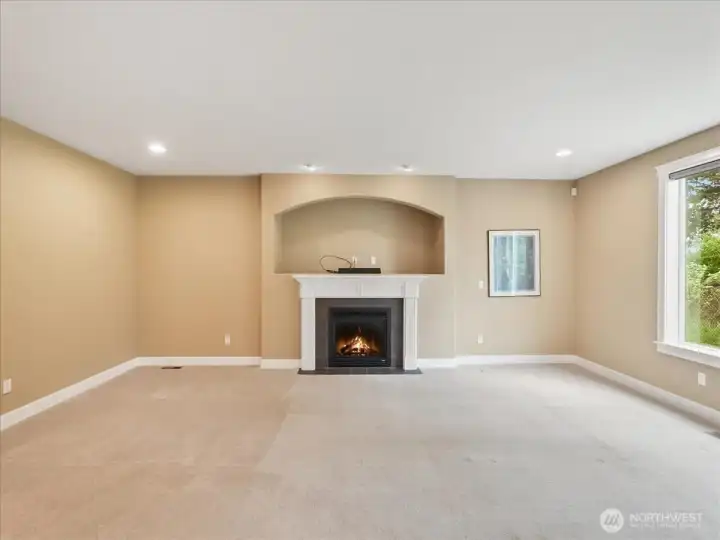 This family room is pretty good sized.