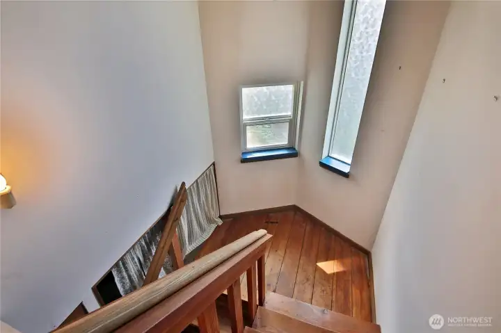 Down the stairs to the lower level.