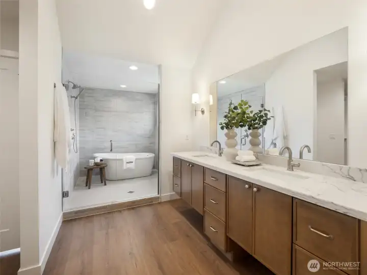 Tub has been swapped out for a larger model & new floor tile