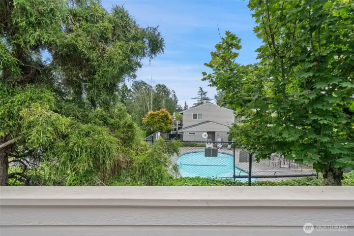 Pool side deck.