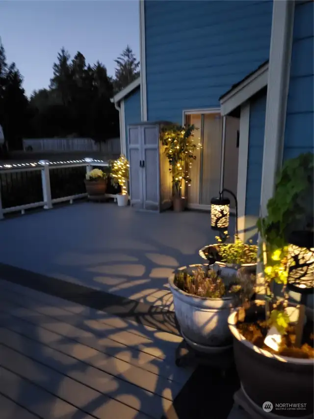 Enjoy the deck at night with the LED lighting!