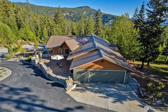 Generous double garage with heated apron.  Walkway to front door is also heated.