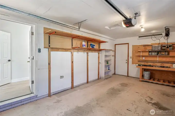 One car garage with access to the laundry room.