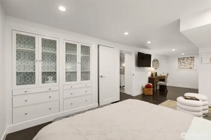 Large bedroom on lower level with more beautiful built ins!