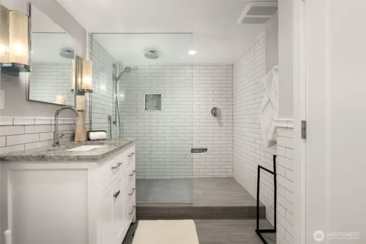 Remodeled bathroom on lower level