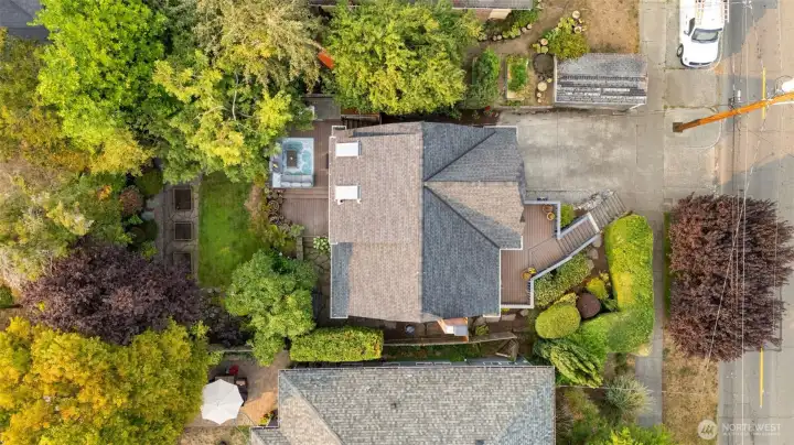 Aerial view of the lot
