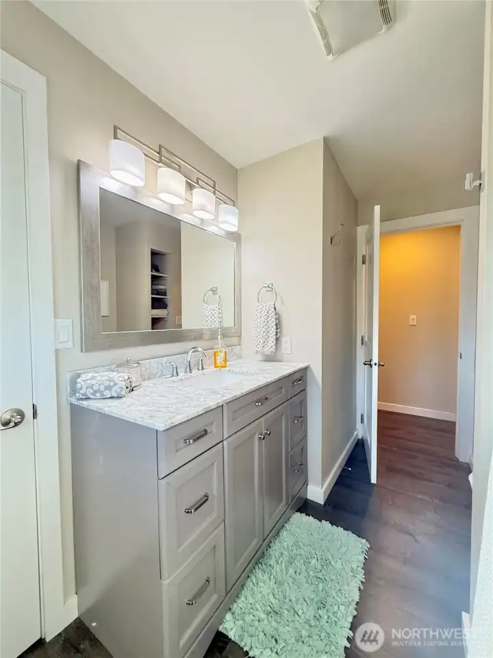 Jack and Jill style bathroom has a door to the accessory bedroom and a door to the main hallway
