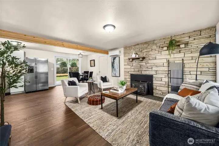 Seamless flow from living room to kitchen and dining