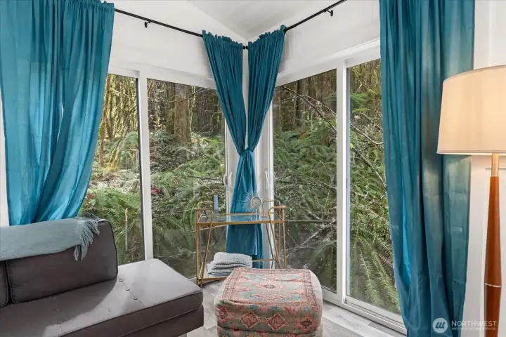 The enclosed Gazebo is built to enjoy the greenspace throughout all seasons.