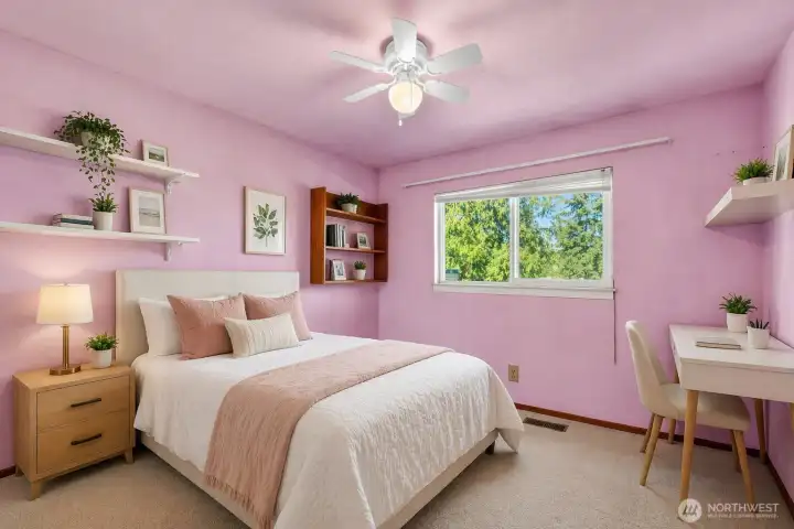 2nd bedroom upstairs.  This room is virtually staged