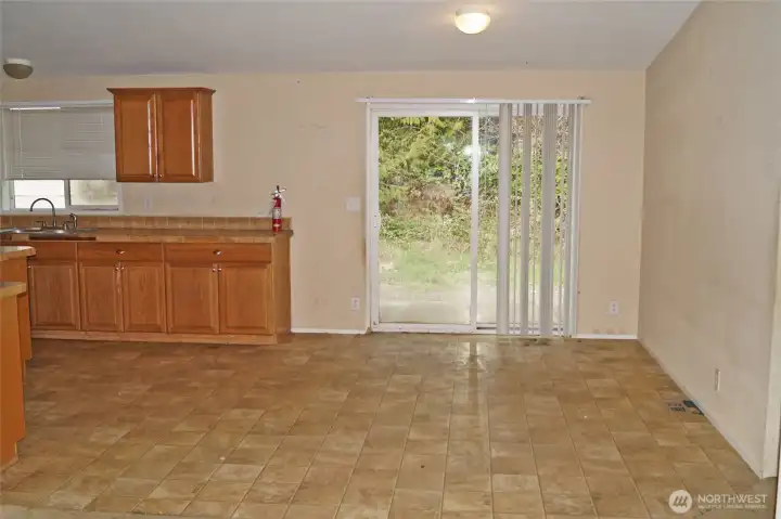 Dining area with door to back deck
