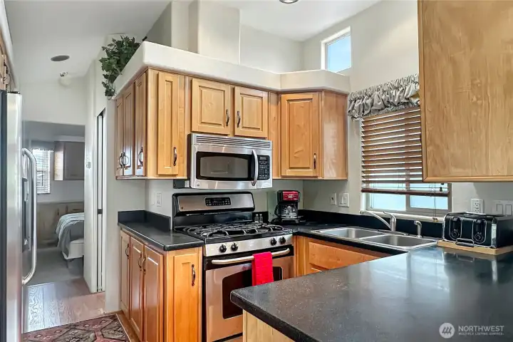 Bright, efficient kitchen with natural light and an easy flow.