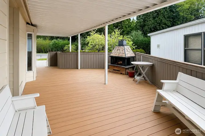 Covered outdoor living area with plenty of room to gather, unwind, and enjoy the fresh coastal air. Covered outdoor living area with plenty of room to gather, unwind, and enjoy the fresh coastal air.
