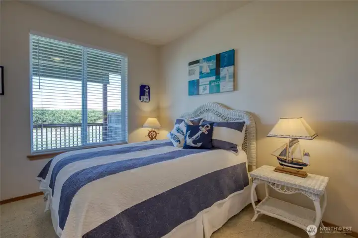 The guest room has beautiful dune views.