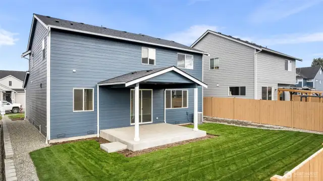 Fully fenced backyard and landscaped