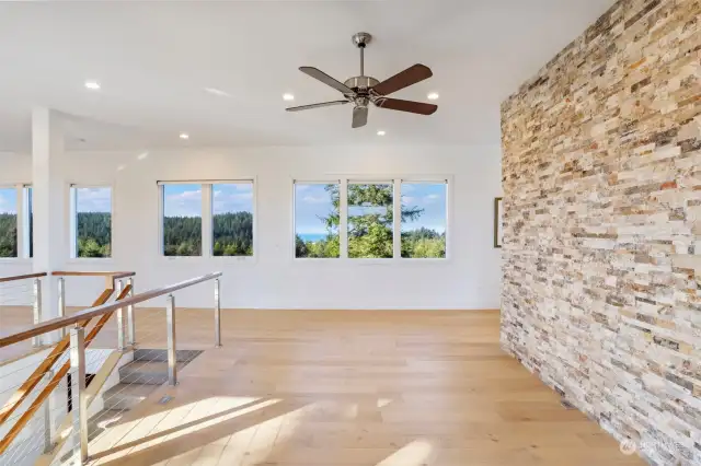 Open dining space with water views on either side