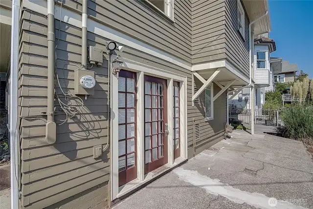 Lower unit entry located at the back of the house