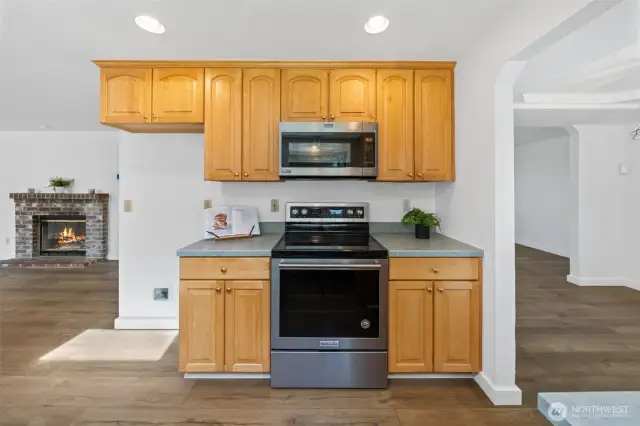 Kitchen adjacent to the dining room & family room.