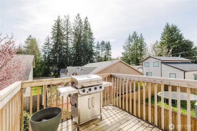 The elevated deck allows for privacy, you are above the neighbor's windows.