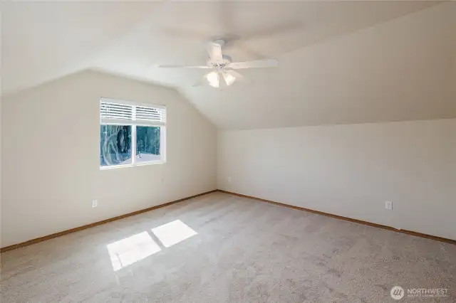 One of two large bedrooms on the top floor.