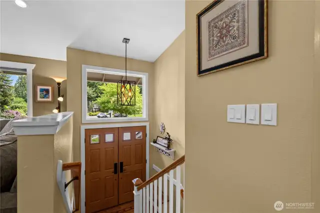 The split entry home includes beautiful oak hardwood flooring and new carpeting throughout the home.
