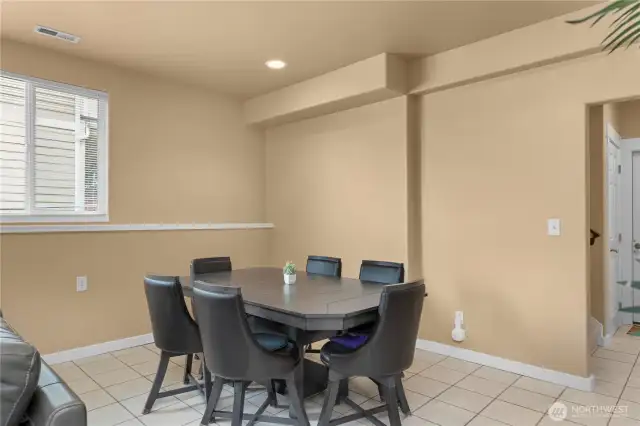 Lower level indoor dining area