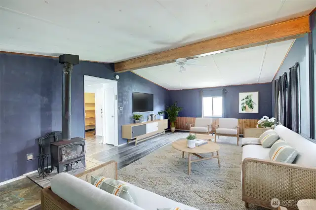 Virtually staged front room