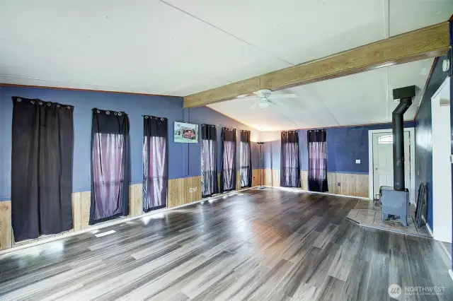 Front room with wood burning stove