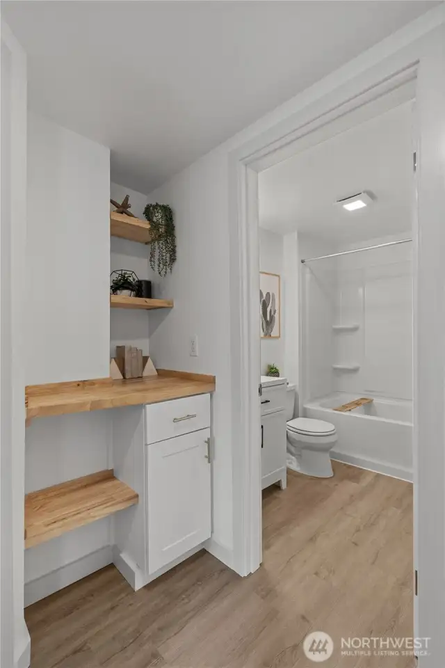 additional hallway storage or drybar