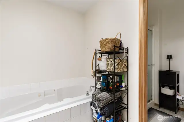 Great jetted/soaker tub. Adjacent shower.