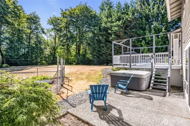 Or relax in the hot tub that will stay with the home