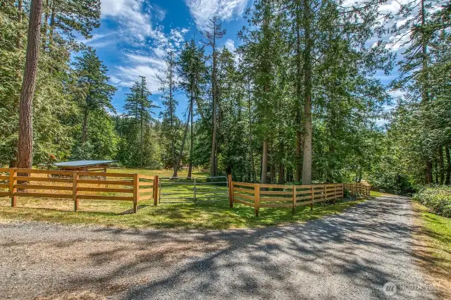 Across Kimple Lane from the main house is the pasture, orchard and shop/barn building.