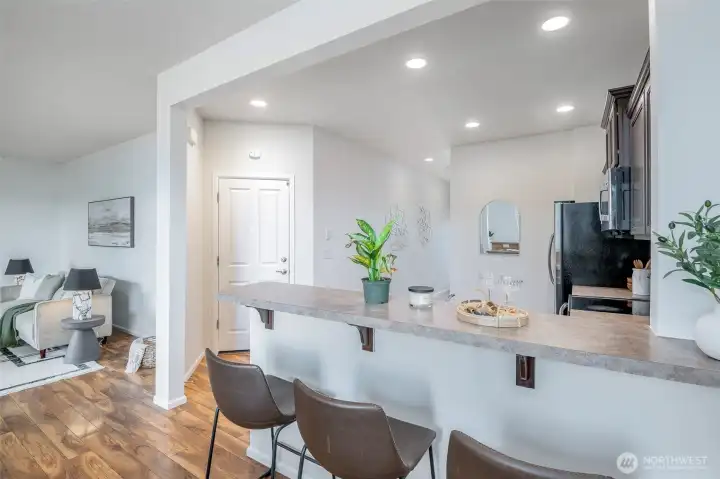 Bar Counter To Kitchen, New Smart Lights Throughout Downstairs