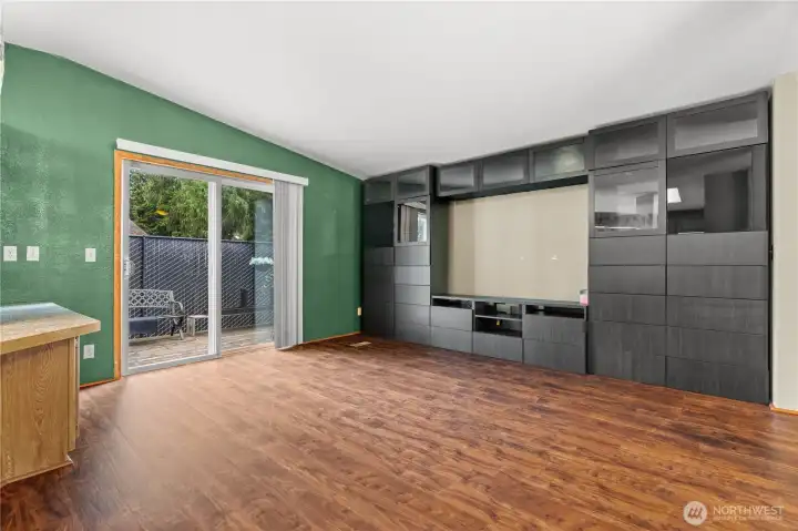 Sliding glass door for extra access to the back yard and deck.