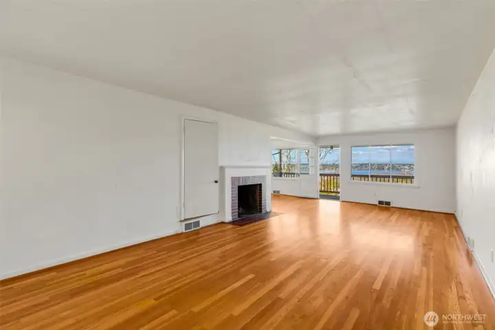 Hardwoods in the open and expansive Living Room