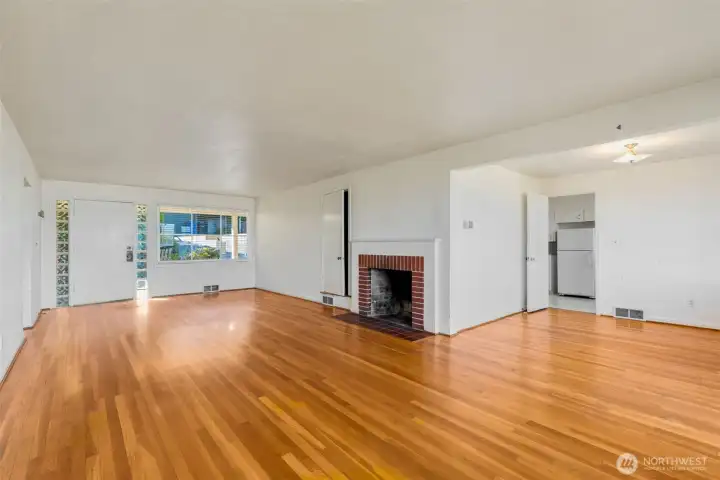 Wood burning fireplace