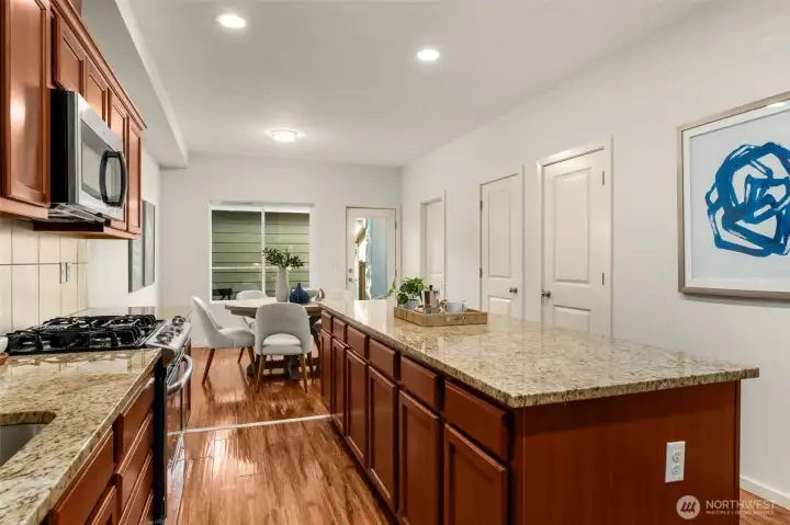Chef's kitchen full of natural light